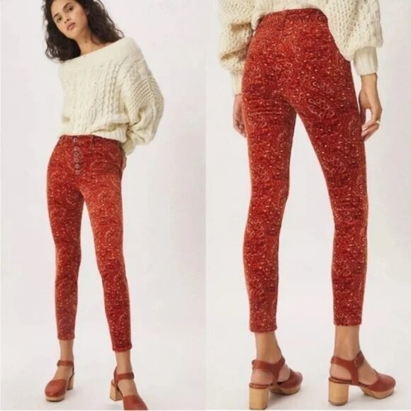 Anthropologie Pilcro High Rise Button Fly Skinny Corduroy Pants Size 29 EUC - Picture 2 of 10